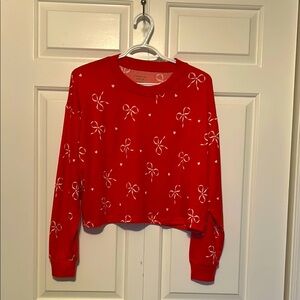 Red American Eagle Pj Bow Print Women's Top